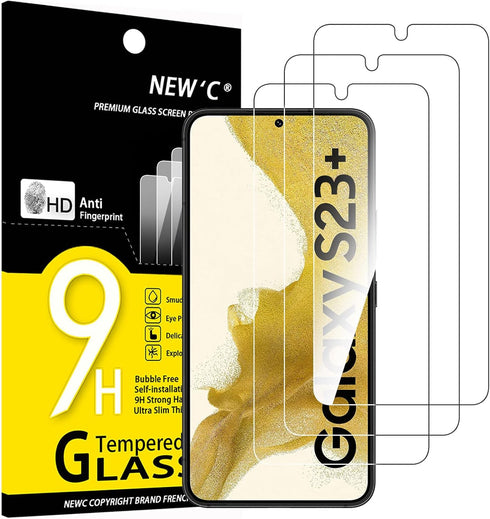 NEW'C [3 Pack Designed for Samsung Galaxy S23 Plus / S23+ Screen Protector Tempered Glass, Anti Scratch, Bubble Free, Ultra Resistant...