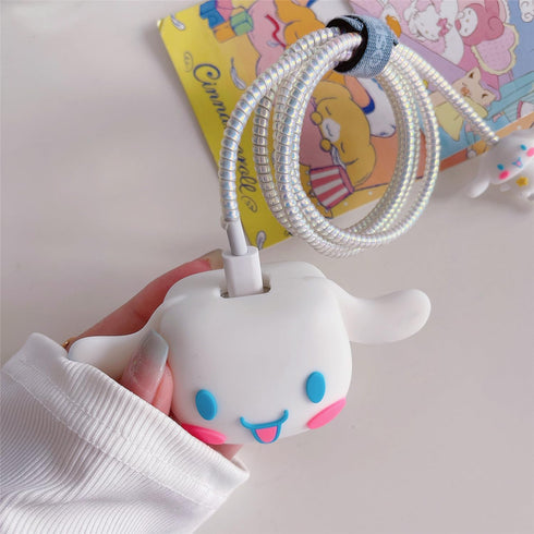3D Cute Cartoon Charger Protector Case - Compatible for Apple 20W USB-C Power Adapter and Lightning Cable (White Dog)......