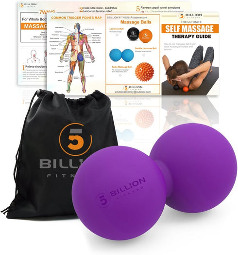 5BILLION FITNESS Peanut Massage Ball,Double Lacrosse Ball and Mobility Massage Ball for Physical Therapy - Deep Tissue Massage Tool for Myofascial...