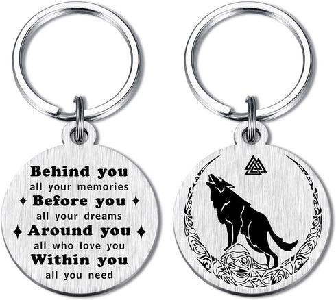 Alotozo Norse Viking Keychain for Men Women - Compass, Tree of Life, Wolf, Odin, Ravens Mythology Gift for Birthday Christmas...
