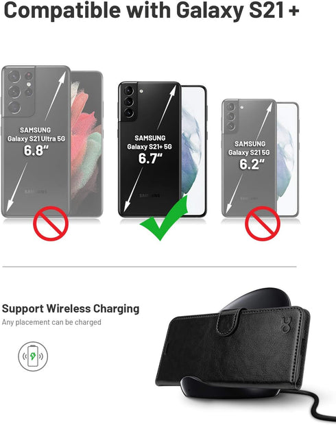 OCASE Compatible with Galaxy S21 Plus 5G Wallet Case, PU Leather Flip Folio Case with Card Holders RFID Blocking Kickstand [Shockproof TPU Inner S...