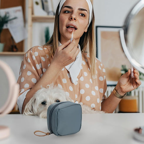 Makeup Bag Travel Cosmetic Bag Toiletry Bag Organizer Pouch Purse Travel Accessories,Mini Blue...