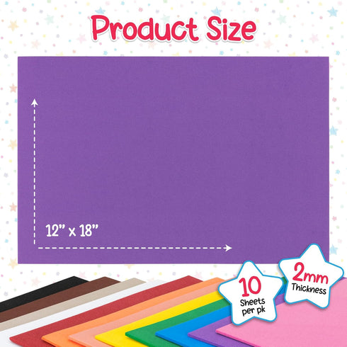 Hygloss Sheets Colorful Foam for DIY Arts & Craft, 12” x 18”, Purple, 10 Piece...