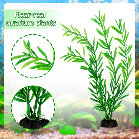 Fish Tank Accessories Aquarium Decorations Green Plants, 25pcs Green Fish Tank Decorations Plant, Fish Tank Decor, Aquarium Decor Plastic Plants...