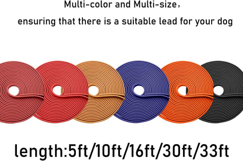 Waterproof Dog Training Leash Dog Long Leash Lead - 5FT/10ft/16ft/20ft /30ft/33ft, Suitable for Small Medium and Large Dogs, Ideal for Outdoor Bea...