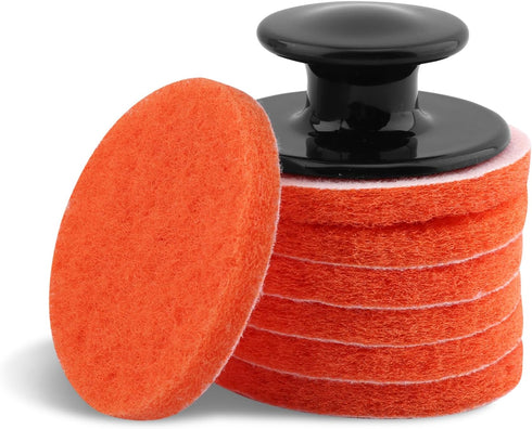 Griddle Cleaning Kit, 7 Scrubber Pads + 1 Handle, Reusable Scouring Pad, Multi-Purpose Scrubber for Pots, Pans, Grills, Ovens, Sinks...
