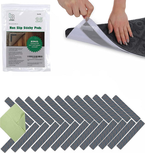 Ledgebay Rug Pad Grippers for Area Rugs Pack of 25 Reusable, No Skid, Washable, Anti-Slip Pads, Rug Gripper for Hardwood Floors and Tile with Doub...