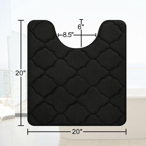 OLANLY Memory Foam Toilet Rugs U-Shaped 20x20, Ultra Soft and Absorbent Bathroom Rugs, Non-Slip Thick Toilet Bath Mat, Machine Wash Dry, Contour B...