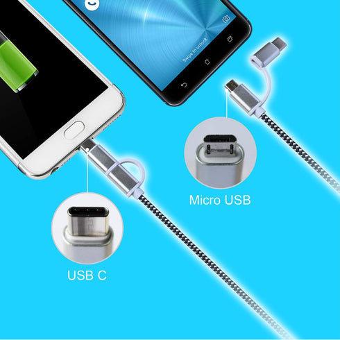 Fast USB Car Charger, Arttron Quick Charge 3.0 24W 4.8A Car Charger Adapter. with 3ft USB Type C &Micro 2 in 1 Fast Charging Cable,for iPhone/Sams...