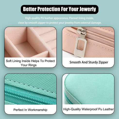 MODENGKONGJIAN Mini Jewelry Travel Case, PU Leather Travel Jewelry Organizer Box, Small Portable Portable Jewellery Storage Holder for Womens Ring...