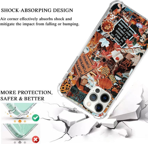 Trendy Aesthetic Autumn Case Halloween Pumpkin Case for iPhone 14 Pro Max, Fall Maple Pumpkin Case for iPhone 14 Pro Max for Women Men, Unique Des...