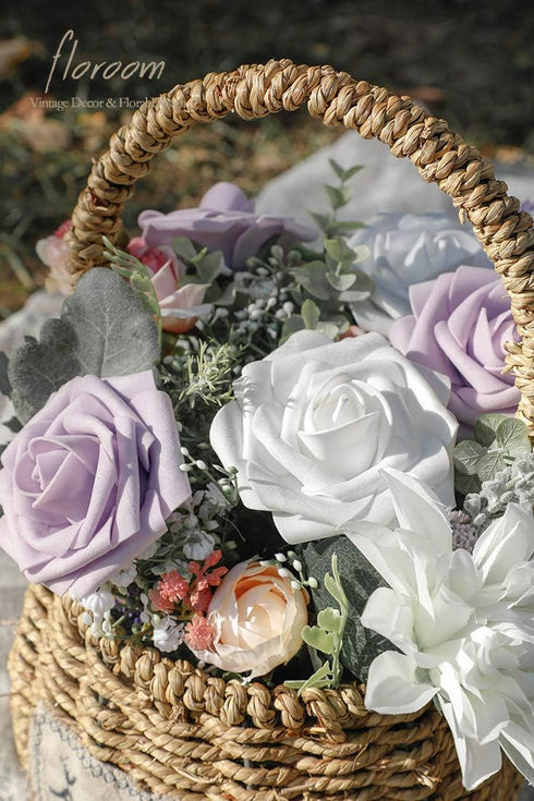 Floroom Artificial Flowers 25pcs Real Looking White Foam Fake Roses with Stems for DIY Wedding Bouquets Bridal Shower Centerpieces Floral Arrangem...