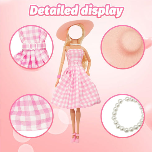 36 Pcs Doll Clothes for 11.5 inch Doll Include 1 The Movie Pink Dress 1 Sequn Outfits 1 Winter Set 3 Fashion Dress 1 Shawls 14 Makeup Kit 1 Hat 12...