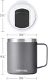 SUNWILL Travel Coffee Mug with Lid, Insulated Tumbler with Handle, 14 oz Stainless Steel Cup for Ice, Water, Tea, Powder Coated Cool Grey...