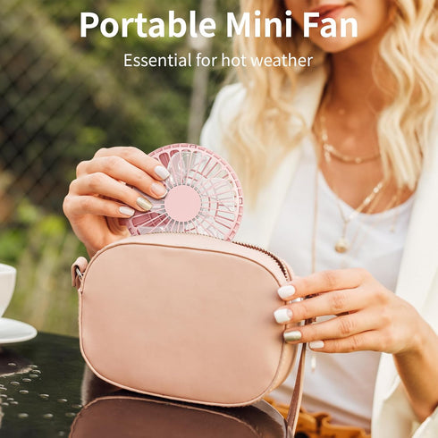 Portable Neck Fan, Handheld Mini Fan Small Personal Fan, 3 IN 1 Hand Fan USB Rechargeable Eyelash Fan with Lanyard, 180° Foldable, for Travel/Summ...