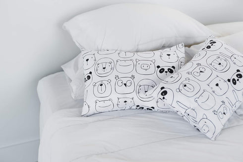 100% Cotton Toddler Pillowcase by ADDISON BELLE - Fits Both 13"x18" and 14"x19" Pillows - Soft, Durable & Breathable (Monochrome Animals)...