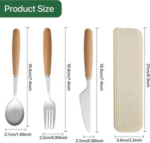 Reusable Travel Utensils with Case, 4pcs Portable Cutlery Set, Knives Fork and Spoon Set for Lunch Box, Portable Silverware Set for Travel Camping...
