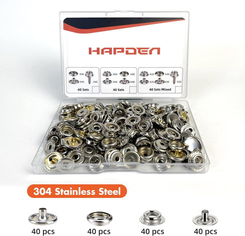 160 pcs snap buttons,snap fasteners kit 15mm stainless steel snaps marine grade boat canvas snaps,3/8" socket metal snaps for clothing leather boa...