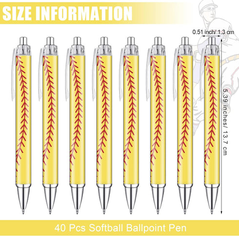 Thenshop 40 Pcs Volleyball Softball Football Ballpoint Pens Comfortable Writing Pens Black Ink Cute Pens Novelty Pen Retractable Journaling Pens f...