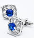 Faceted Blue Crystal Cufflinks for Men In Gift Case Square Shape Gemstone Men's Cufflinks Jewelry for Wedding Party Business Birthday Anniversary ...