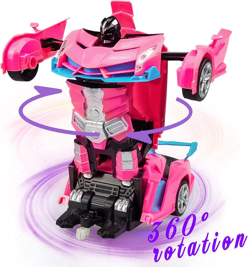 Remote Control Car, Transformation Car Robot Rc Cars for Kids Boys Girls Gift, 1:18 Scale Racing Car with One-Button Deformation & 360°Drifting Ro...