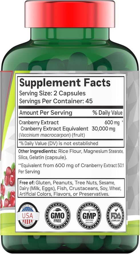 Cranberry Pills for Women & Men (30,000 MG - 90 Capsules) | Supports Urinary Tract Health* | Cranberry Concentrate Supplement | Bladder & Kidney S...