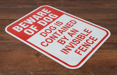 Beware of Dog Dog is Contained by an Invisible Fence Sign 14 x 10 Inch 40 Mil Thick Aluminum Reflective Sign UV Protected Water Proof...