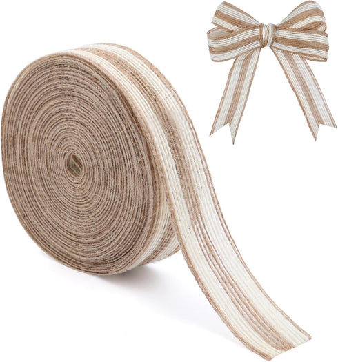 Burlap Ribbon 1 inch wide 10 Yards Solid Rustic Jute Ribbons for Crafts, Natural Burlap Ribbon for Wreath, Garland, Tree Outdoor Decoration, Weddi...