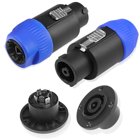 MEIRIYFA 8 Pole Speakon Connector Plug,NL4 Speak-On 8 Pin Male Audio Speaker Twist Lock Plugs and Female Panel Mount Plug Adapter for NL8FC, NL8FX...