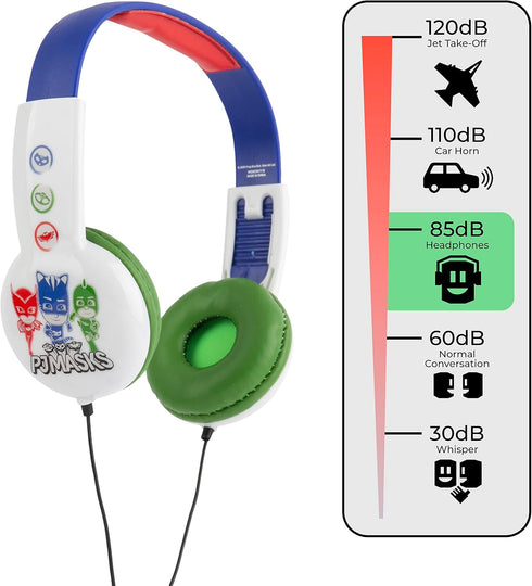 PJ Masks Kids Safe Over The Ear Headphones HP2-03120| Kids Headphones, Volume Limiter for Developing Ears, 3.5MM Stereo Jack, Recommended for Ages...