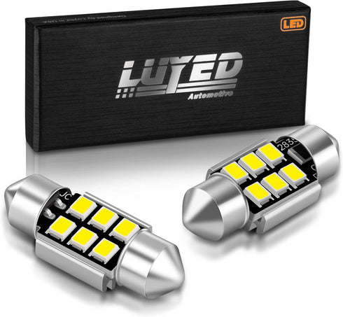 LUYED 2 X Super Bright 2835 6-EX Chipsets Error Free 1.25 inches DE3175 DE3021 DE3022 3175 LED Bulbs Used For Dome light,Xenon White...