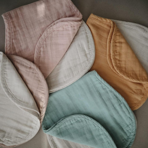 mushie Muslin Baby Burp Cloths | 100% Organic Cotton, Set of 2 (Roman Green/Fog)...