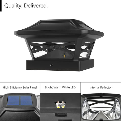 Davinci Lighting Renaissance Solar Outdoor Post Cap Lights - Includes Bases for 4x4 5x5 6x6 Posts - Bright LED Light - Slate Black (1 Pack)...