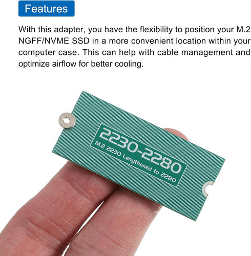 MECCANIXITY M2+ M.2 NGFF/NVME Length Extend Adapter 2230-2280 Only SSD Extension Bracket Card Plate PCB Board for PC Computer Case...