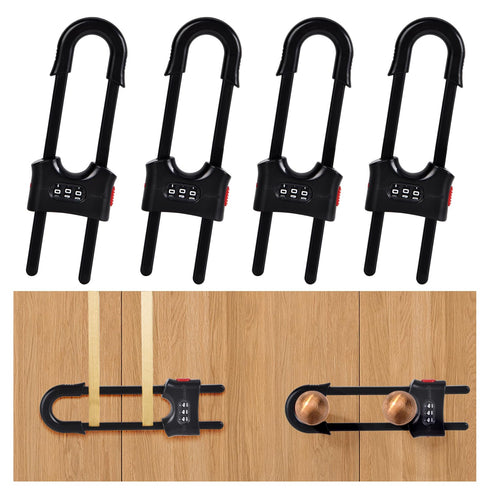 4 Pack U-Shaped Sliding Cabinet Locks Multifunctional Child Safety Lock Adjustable Baby Proof Clips for Home Cabinets Refrigerator Doors Cabinet K...