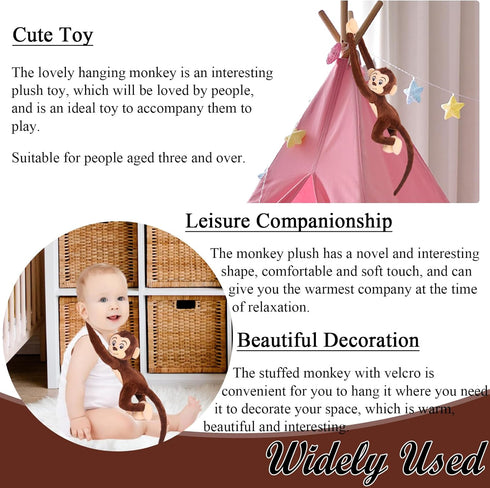 35.4" Hanging Monkey Stuffed Animals Plush Brown Cute Monkey Toy for Kids Adults...