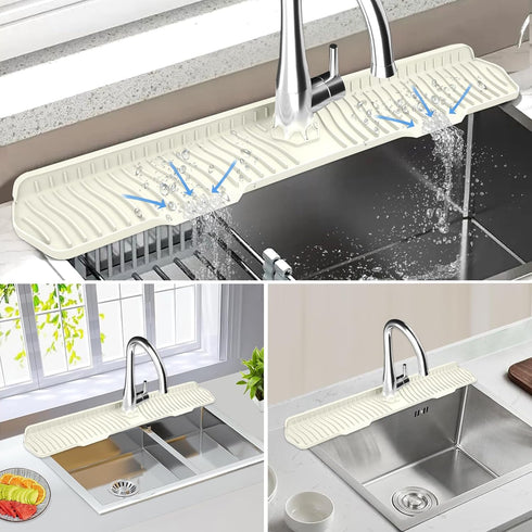 Kitchen Sink Splash Guard Gen2-30" x 6'' Silicone Sink Mat Splash Guard fit for Countertop, Bathroom,Farmhouse,RV by EBIGIC (White)...