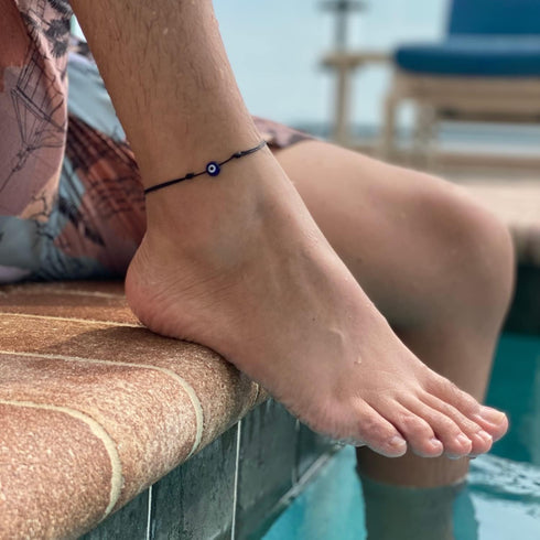 Luck Strings Evil Eye Black Cord Anklet Bracelet for Women Men Teen Girls Boys String Waterproof Adjustable Ankle Bracelets Minimalist Jewelry Uni...