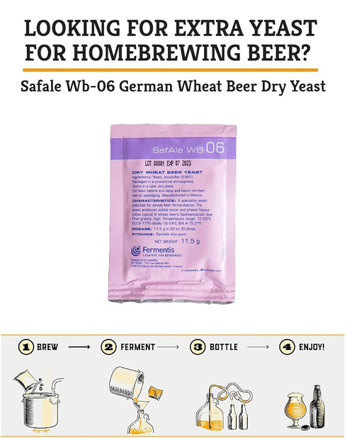 Craft A Brew - Safale WB-06 Dry Yeast - German Wheat Beer Dry Yeast - For Wheat Beers - Ingredients for Home Brewing - Beer Making Supplies - 1 Pa...