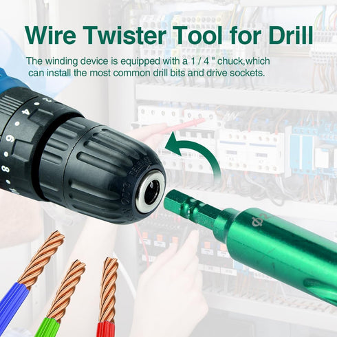 2pcs Wire Twister Tool for Drill, Wire Twisting Stripping Tools, 6mm Hex Shank Cable Twister Tool for Quick Stripping and Wrapping of Wire...