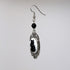 Black Cat Cameo In Silver Finish Frame Dangle Earrings with Black Bead...