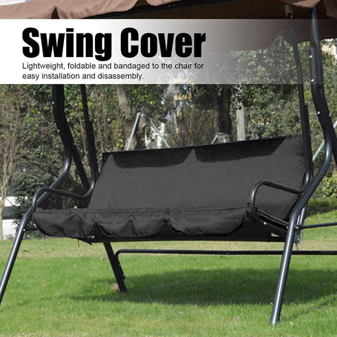 Swing Seat Cushion Cover, 59.1X19.7X3.9in Outdoor Waterproof 3 Seats Swing Chair Hammock Seat Cover for Garden Courtyard 3 Seats Swing (Black)...