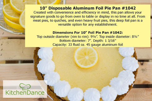 KitchenDance 10" Disposable Aluminum Foil Pie Pans - Pack of 12 | Strong & Sturdy Pie Tins for Bakers, Cooking, Kitchen, Cooks, Bakeries, Business...