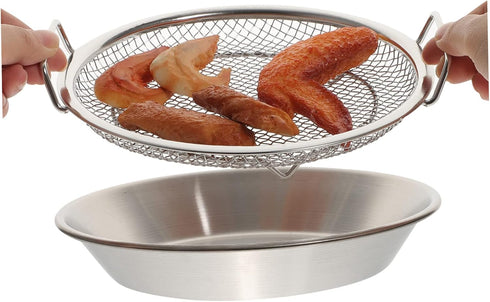 1 Set Mesh Drain Pan Oil Draining Net Egg Steamer Rack Stovetop Barbecue Grill Fried Food Serving Tray Roasting Pans for Ovens Stainless Steel Foo...