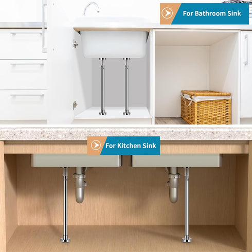 2 Pcs Undermount Sink Brackets Adjustable, Stainless Steel Sink Support Legs, Drill Free Sink Installation and Repair Kit System for Kitchen, Bath...