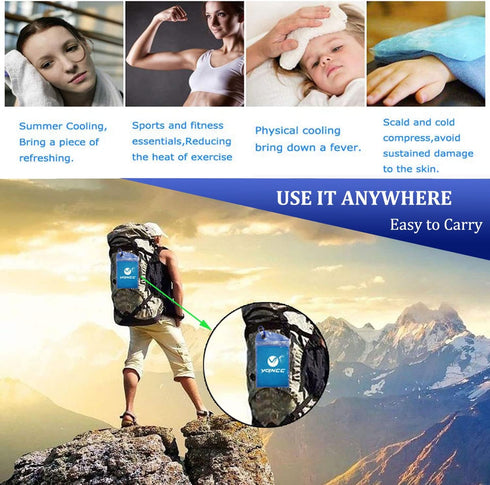 YQXCC 4 Pack Cooling Towels (40"x12") Cool Towel, Cold Towel, Microfiber Soft Breathable Chilly Ice Towel for Sport, Yoga, Golf, Gym, Camping, Run...