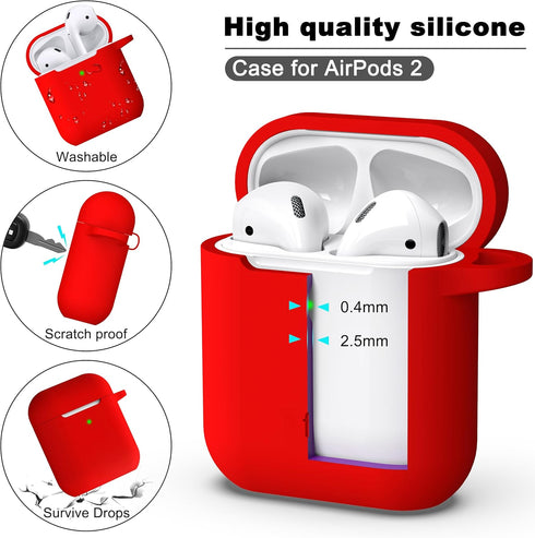 R-fun Compatible with AirPods Case Cover, Soft Silicone Protective Cover with Keychain for Women Men Compatible with Apple AirPods 2nd 1st Generat...
