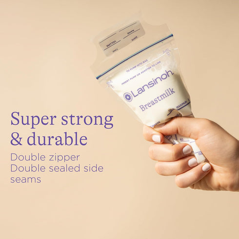 Lansinoh Breastmilk Storage Bags, 75 Count, Easy to Use Breast Milk Storage Bags for Feeding, Baby Essentials, Presterilized, Hygienically Doubled...