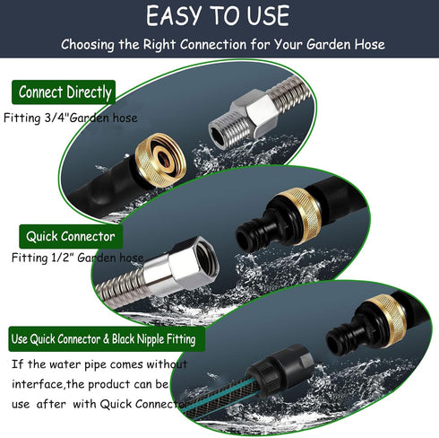 2024 Upgraded Jet Nozzle High Pressure Hose Nozzle for Garden Hose, Jetnozzle High Pressure Washer Tools With 3 Different Nozzles and Quick Connec...