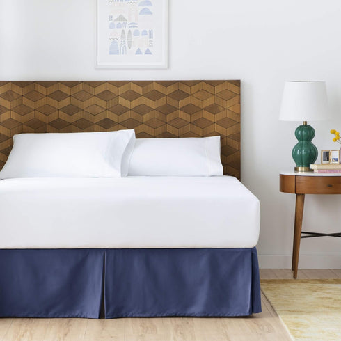 Linenspa 14 Inch Wrinkle and Fade Resistant-Machine Washable-Easy Use Pleated Microfiber Bed Skirt, Full, Navy...